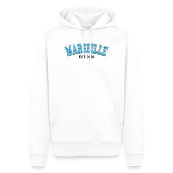 Marseille Fondé en 2006 - Sweat à capuche Premium bio Homme - blanc - Devant - Nico (187cm)