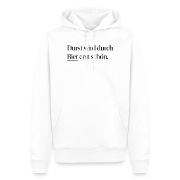 La soif ne devient belle qu’à travers la bière - Sweat à capuche Premium bio Homme - blanc - Devant - Nico (187cm)