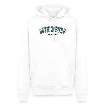 Göteborg gegründet 1986 - Männer Premium Bio Hoodie - Weiß - Vorne - Nico (187cm)