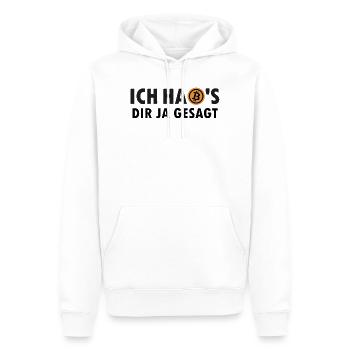 Ich habs dir ja gesagt - I told you so - Bitcoin - Männer Premium Bio Hoodie - Weiß - Vorne - Nico (187cm)