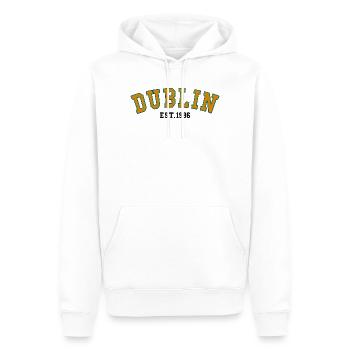 Dublin gegründet 1986 - Männer Premium Bio Hoodie - Weiß - Vorne - Nico (187cm)