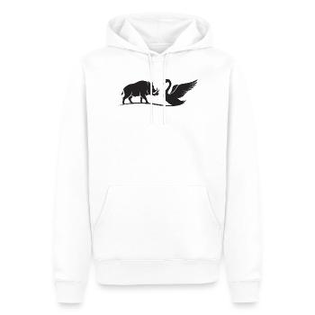 Sanglier et Cygne Silhouettes Noires - Sweat à capuche Premium bio Homme - blanc - Devant - Nico (187cm)