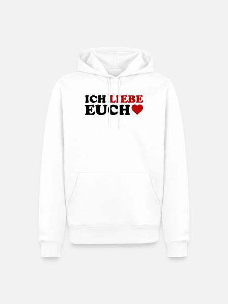 LIEBE Herzrot – Rotes Wortkunst-Design - Männer Premium Bio Hoodie - Weiß