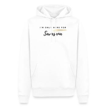 Je suis là seulement pour Savasana - Sweat à capuche Premium bio Homme - blanc - Devant - Nico (187cm)