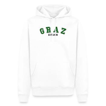 Graz fondée en 2006 - Sweat à capuche Premium bio Homme - blanc - Devant - Nico (187cm)