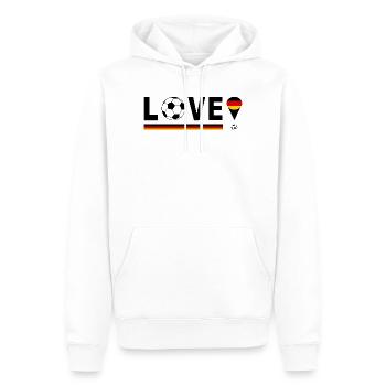 Fußball Deutschlandflagge WM LOVE  - Männer Premium Bio Hoodie - Weiß - Vorne - Nico (187cm)