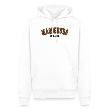 Magdeburg Est. 1986 - Men’s Premium Organic Hoodie - white - Front - Nico (187cm)