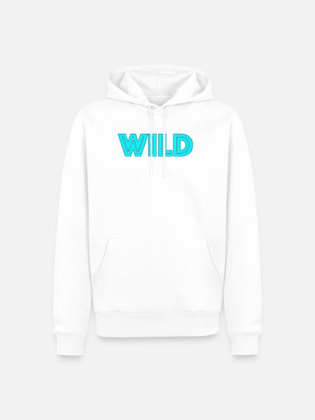 Lettrage néon sauvage - Sweat à capuche Premium bio Homme - blanc
