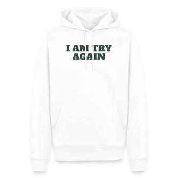 Ich versuche es nochmal | Fettgedruckter Typ - Männer Premium Bio Hoodie - Weiß - Vorne - Nico (187cm)
