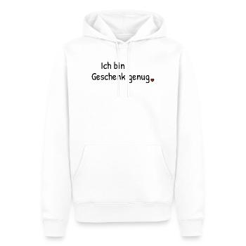 Ich bin Geschenk genug | Spruch mit Herz - Männer Premium Bio Hoodie - Weiß - Vorne - Nico (187cm)