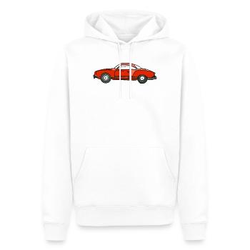 Roter Oldtimer Seitenansicht - Männer Premium Bio Hoodie - Weiß - Vorne - Nico (187cm)