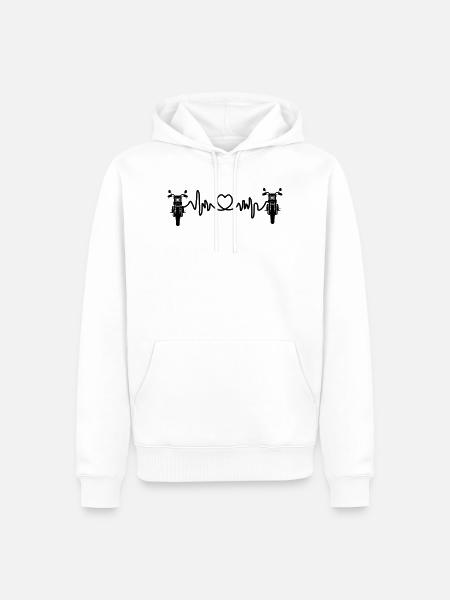 Motorische Frontansicht Cardio-Herzfrequenz 2 - Männer Premium Bio Hoodie - Weiß