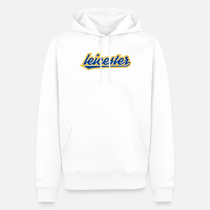 Leicester Script Swoosh auf Kleidung - Männer Premium Bio Hoodie - Weiß