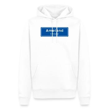 Ameland Ortsschild - Männer Premium Bio Hoodie - Weiß - Vorne - Nico (187cm)