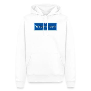 Ortsschild von Wageningen - Männer Premium Bio Hoodie - Weiß - Vorne - Nico (187cm)