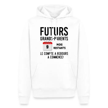 Futurs Grands Parents Cadeau Annonce de Grossesse - Sweat à capuche Premium bio Homme - blanc - Devant - Nico (187cm)