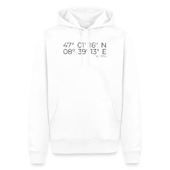 Koordinaten Schwyz - Männer Premium Bio Hoodie - Weiß - Vorne - Nico (187cm)