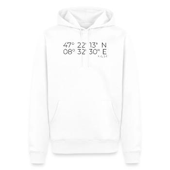 Coordonnées District 1 Zurich - Sweat à capuche Premium bio Homme - blanc - Devant - Nico (187cm)