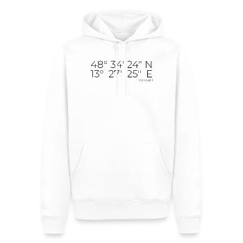 Koordinaten Passau - Männer Premium Bio Hoodie - Weiß - Vorne - Nico (187cm)
