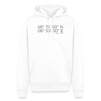 Koordinaten Monthey Schweiz - Männer Premium Bio Hoodie - Weiß - Vorne - Nico (187cm)