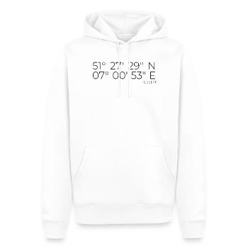 Koordinaten Essen - Männer Premium Bio Hoodie - Weiß - Vorne - Nico (187cm)