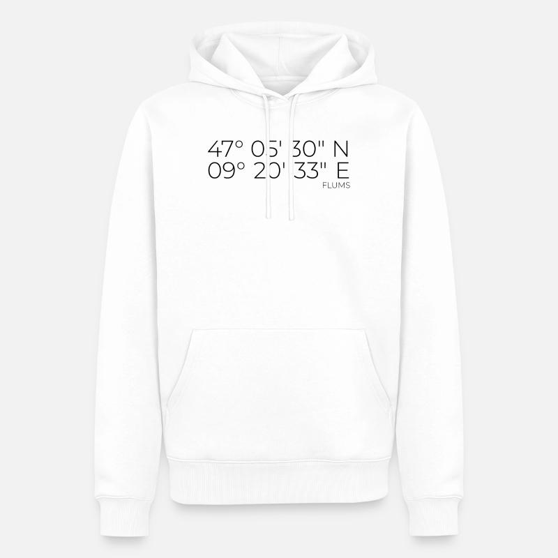 coordonnées Flums Suisse - Sweat à capuche Premium bio Homme - blanc