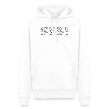 Coordonnées Köniz Bern, Suisse - Sweat à capuche Premium bio Homme - blanc - Devant - Nico (187cm)