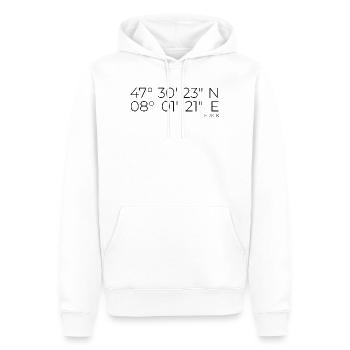 coordonnées Frick, Suisse - Sweat à capuche Premium bio Homme - blanc - Devant - Nico (187cm)