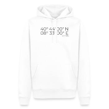 Coordinates: Sassari, Sardinia, Italy - Men’s Premium Organic Hoodie - white - Front - Nico (187cm)