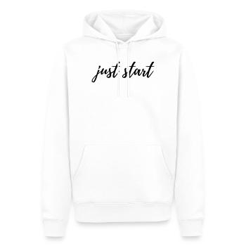 Commencez simplement un état d’esprit minimaliste de motivation et de croissance - Sweat à capuche Premium bio Homme - blanc - Devant - Nico (187cm)