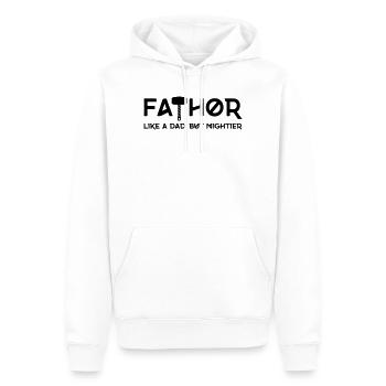 FATHOR - Like a Dad, but mightier - Männer Premium Bio Hoodie - Weiß - Vorne - Nico (187cm)