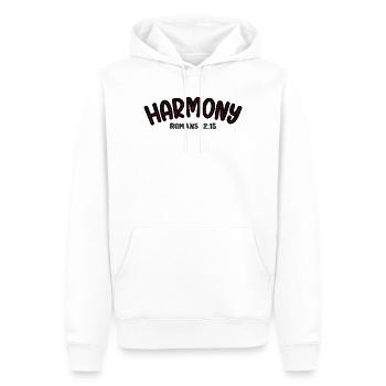 Harmonie Rote Linie Typografie - Männer Premium Bio Hoodie - Weiß - Vorne - Nico (187cm)
