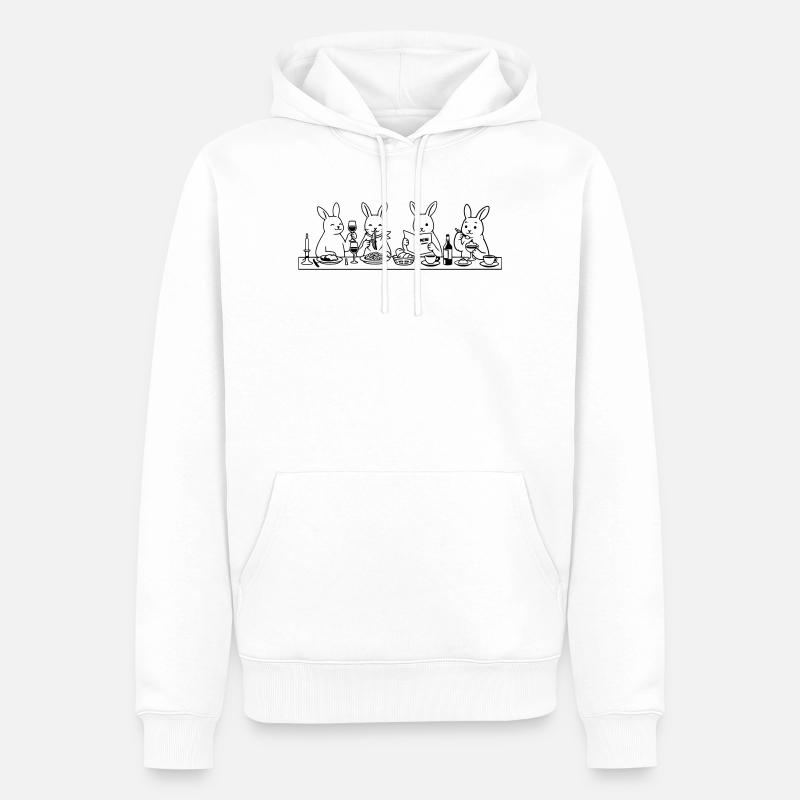 Lapins à table - Sweat à capuche Premium bio Homme - blanc