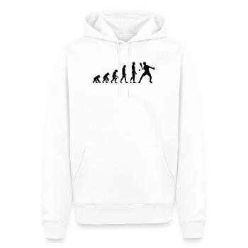 Évolution du Padel, du singe au as du padel - Sweat à capuche Premium bio Homme - blanc - Devant - Nico (187cm)