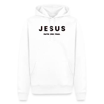 Jésus, la foi avant la peur - Vêtements chrétiens - Sweat à capuche Premium bio Homme - blanc - Devant - Nico (187cm)
