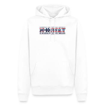La Norvège, où mon histoire a commencé, héritage nordique - Sweat à capuche Premium bio Homme - blanc - Devant - Nico (187cm)