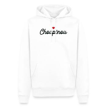 Choupinou Cœur Script - Sweat à capuche Premium bio Homme - blanc - Devant - Nico (187cm)