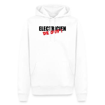 Électricien de Ouf : Puissance et Gros Ampérage ! - Sweat à capuche Premium bio Homme - blanc - Devant - Nico (187cm)