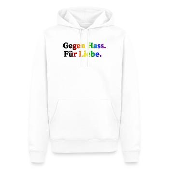 Gegen Hass, Für Liebe – Regenbogen - Männer Premium Bio Hoodie - Weiß - Vorne - Nico (187cm)