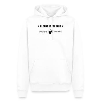 Clermont Ferrand France Coordonnées Globe - Sweat à capuche Premium bio Homme - blanc - Devant - Nico (187cm)
