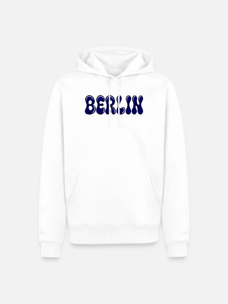 Berlin Typo Blob Blue - Männer Premium Bio Hoodie - Weiß