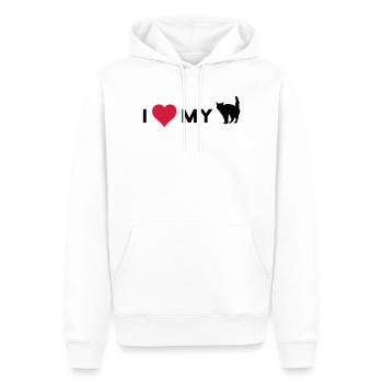 i love my cat - Sweat à capuche Premium bio Homme - blanc - Devant - Nico (187cm)