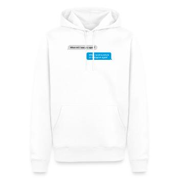 quand vais-je te revoir Instagram - Sweat à capuche Premium bio Homme - blanc - Devant - Nico (187cm)