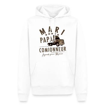 Mari papa camionneur légende pour maman - Sweat à capuche Premium bio Homme - blanc - Devant - Nico (187cm)
