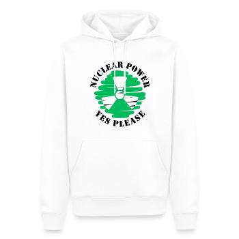 Atomkraft, Ja bitte, Kernenergie - Männer Premium Bio Hoodie - Weiß - Vorne - Nico (187cm)