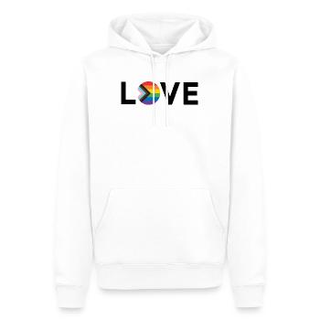 Mois de la fierté LGBT - Love is Love - Drapeau LGBTQIA+ - Sweat à capuche Premium bio Homme - blanc - Devant - Nico (187cm)