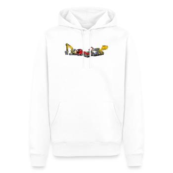 Flotte d’engins de chantier - Sweat à capuche Premium bio Homme - blanc - Devant - Nico (187cm)