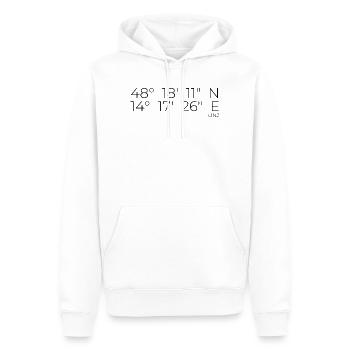 Coordonnées Linz, Autriche - Sweat à capuche Premium bio Homme - blanc - Devant - Nico (187cm)