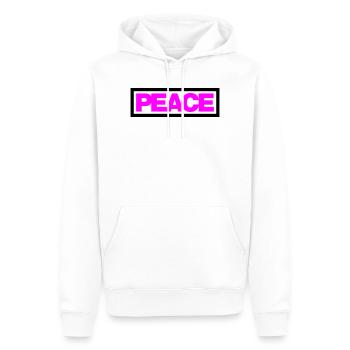 Typo PEACE Kontur 2C - Männer Premium Bio Hoodie - Weiß - Vorne - Nico (187cm)