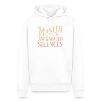 Maître des silences gênants en jaune - Sweat à capuche Premium bio Homme - blanc - Devant - Nico (187cm)
